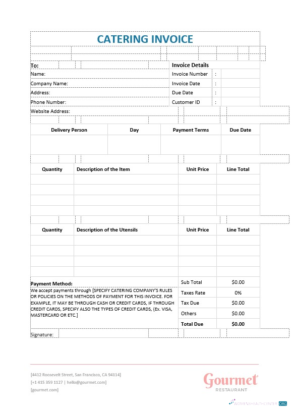 Download Catering Service Invoice Template Photoshop template